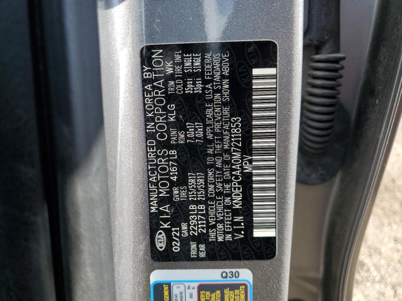 2021 Kia Seltos Lx VIN: KNDEPCAA0M7211853 Lot: 83796585