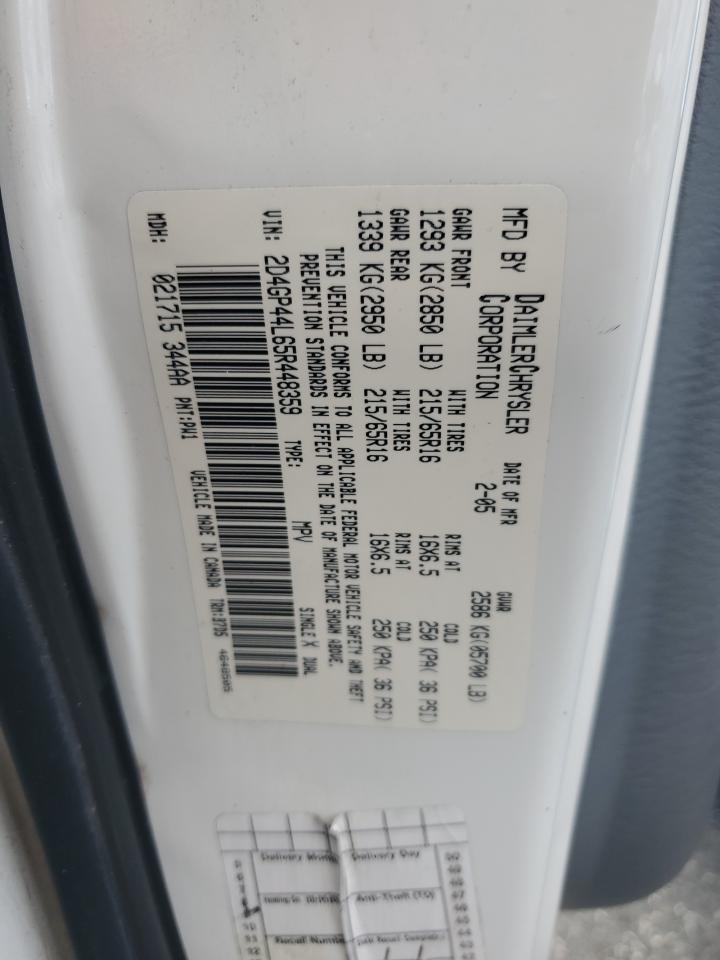 2005 Dodge Grand Caravan Sxt VIN: 2D4GP44L65R448359 Lot: 69009715