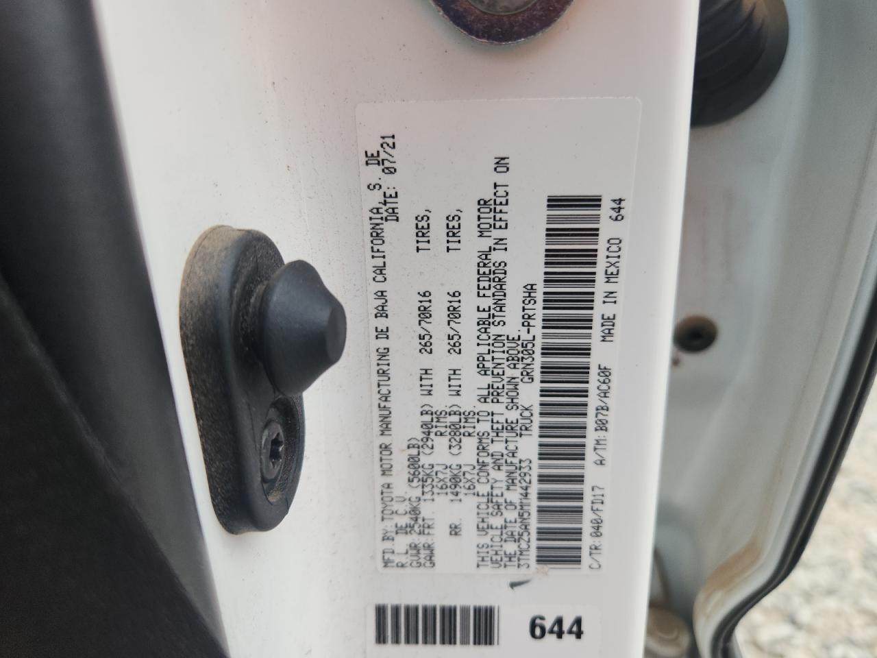 2021 Toyota Tacoma Double Cab VIN: 3TMCZ5AN5MM442933 Lot: 80530125