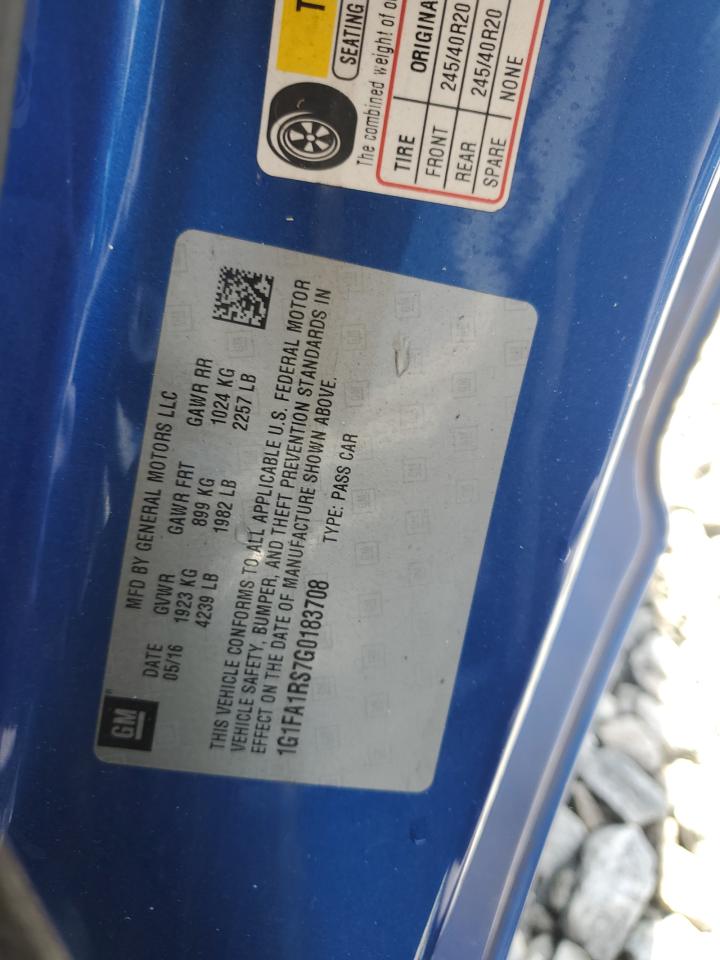 2016 Chevrolet Camaro Lt VIN: 1G1FA1RS7G0183708 Lot: 84394455