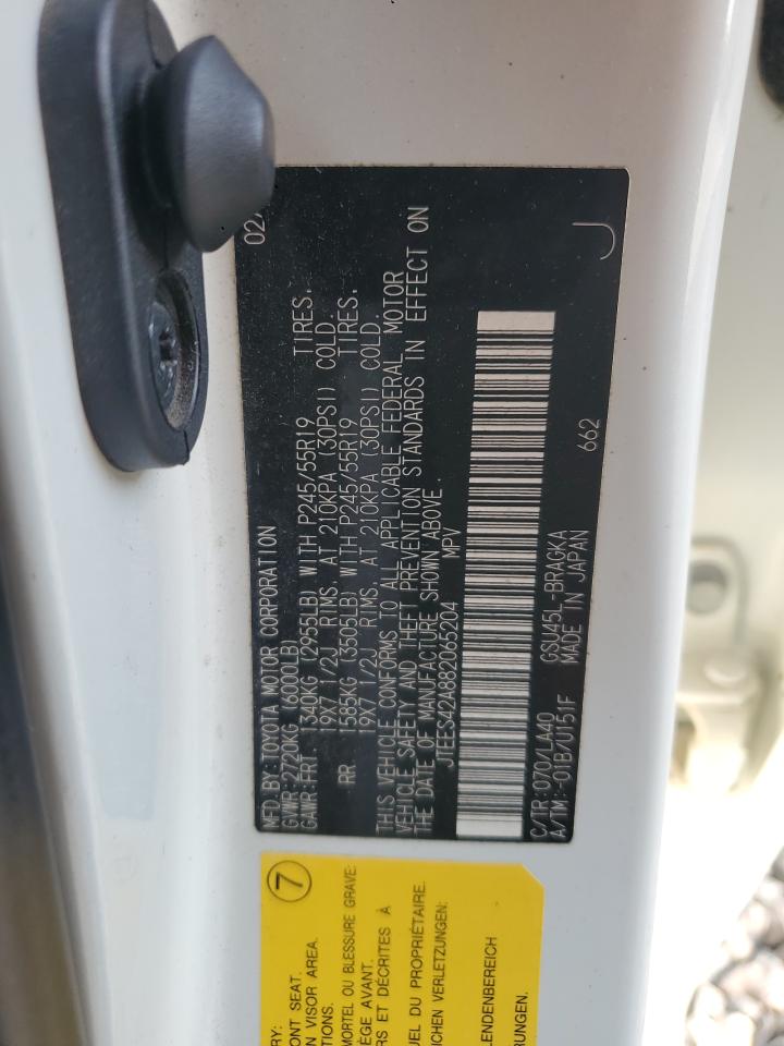 2008 Toyota Highlander Limited VIN: JTEES42A882065204 Lot: 80880405