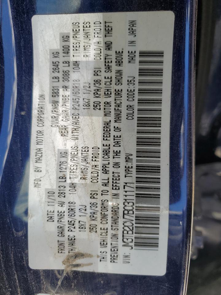 2011 Mazda Cx-9 VIN: JM3TB2CV7B0311171 Lot: 80197935