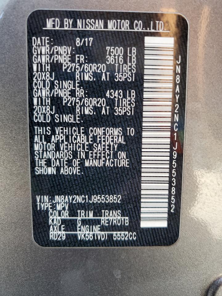 2018 Nissan Armada Sv VIN: JN8AY2NC1J9553852 Lot: 81341285