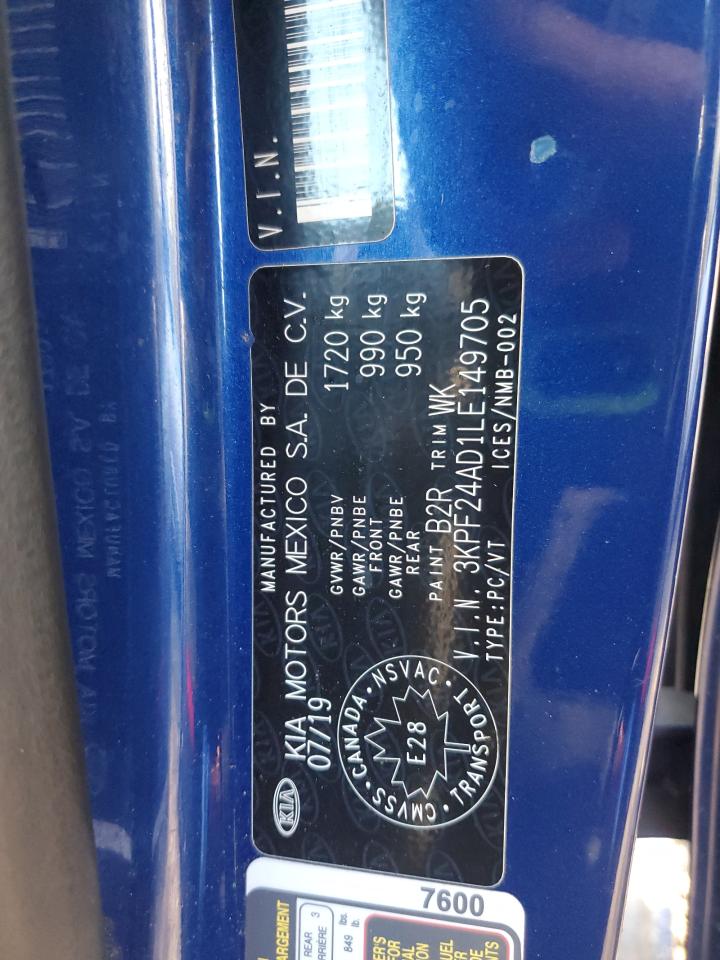 2020 Kia Forte Fe VIN: 3KPF24AD1LE149705 Lot: 84247765