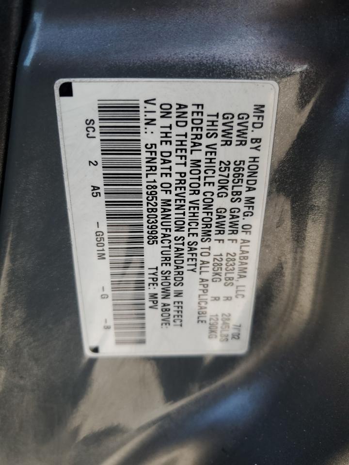 2002 Honda Odyssey Exl VIN: 5FNRL18952B039985 Lot: 81940645