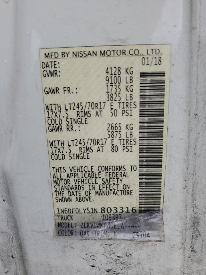 2018 Nissan Nv 2500 S VIN: 1N6BF0LY5JN803316 Lot: 80778665