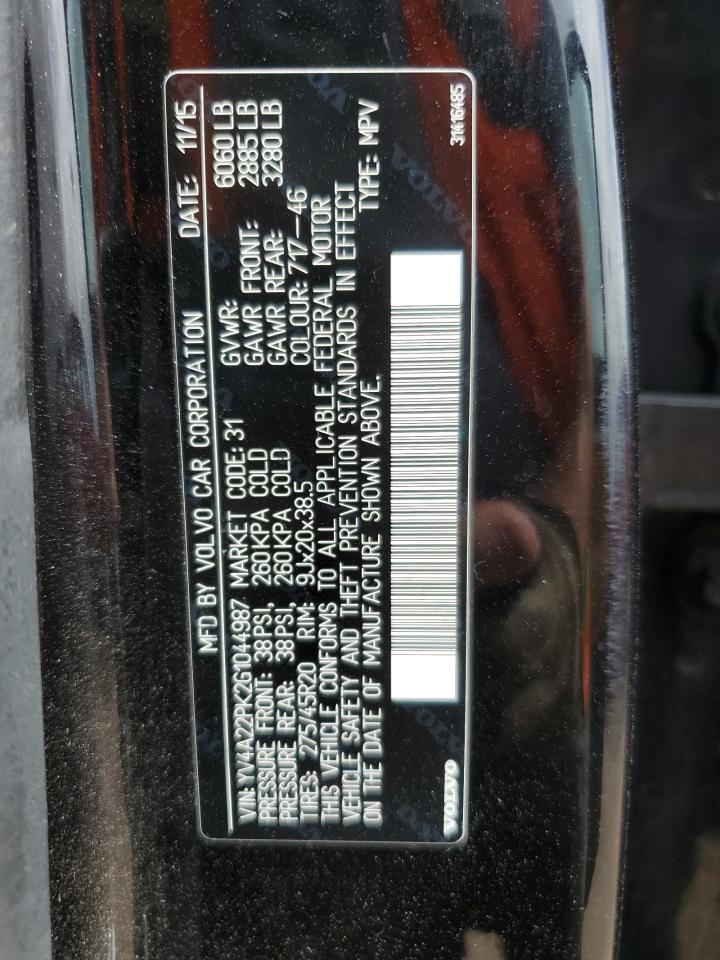 2016 Volvo Xc90 T6 VIN: YV4A22PK2G1044987 Lot: 80753395