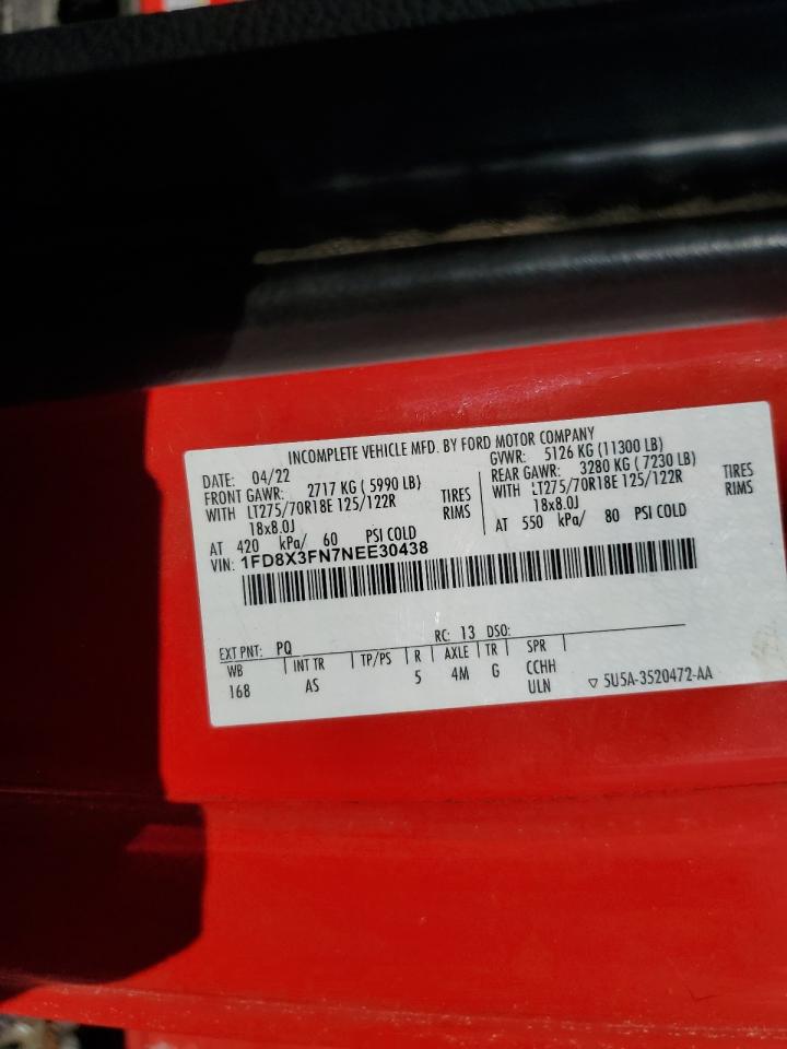 2022 Ford F350 Super Duty VIN: 1FD8X3FN7NEE30438 Lot: 70818905