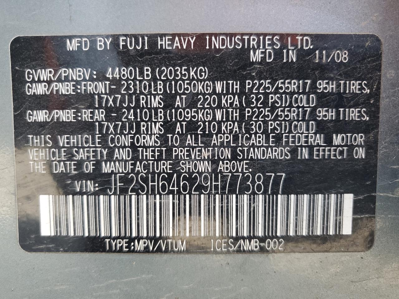 2009 Subaru Forester 2.5X Limited VIN: JF2SH64629H773877 Lot: 81838315