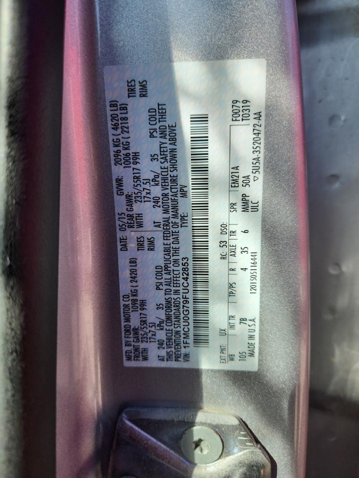 2015 Ford Escape Se VIN: 1FMCU0G79FUC42853 Lot: 81400205