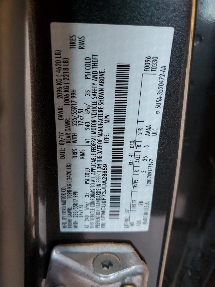 2018 Ford Escape S VIN: 1FMCU0F73JUA28659 Lot: 80996355