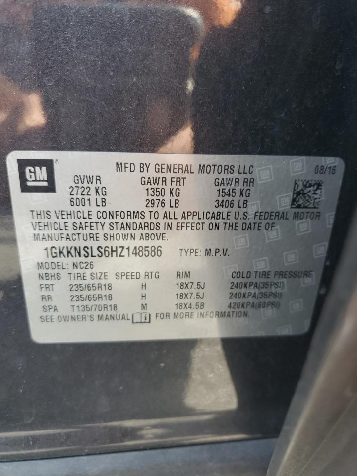 2017 GMC Acadia Sle VIN: 1GKKNSLS6HZ148586 Lot: 80154195