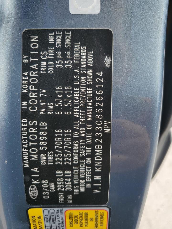 2008 Kia Sedona Ex VIN: KNDMB233086266124 Lot: 80478535