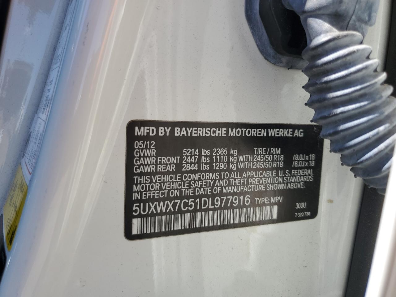 2013 BMW X3 xDrive35I VIN: 5UXWX7C51DL977916 Lot: 81445665