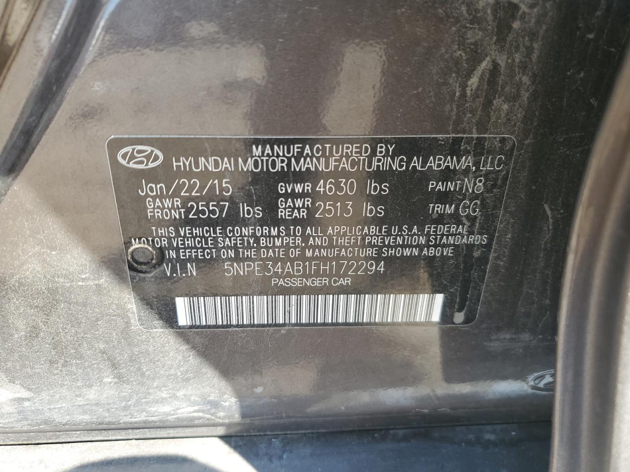 2015 Hyundai Sonata Sport VIN: 5NPE34AB1FH172294 Lot: 80986755