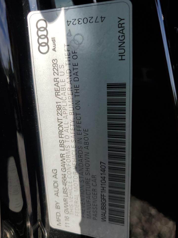 2017 Audi A3 Premium VIN: WAUB8GFF1H1041407 Lot: 80350545