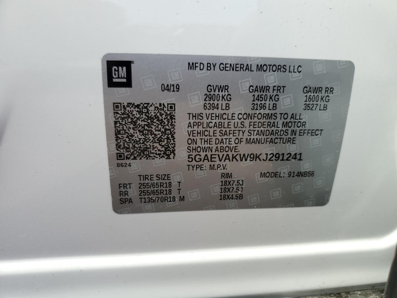 2019 Buick Enclave Essence VIN: 5GAEVAKW9KJ291241 Lot: 80543385