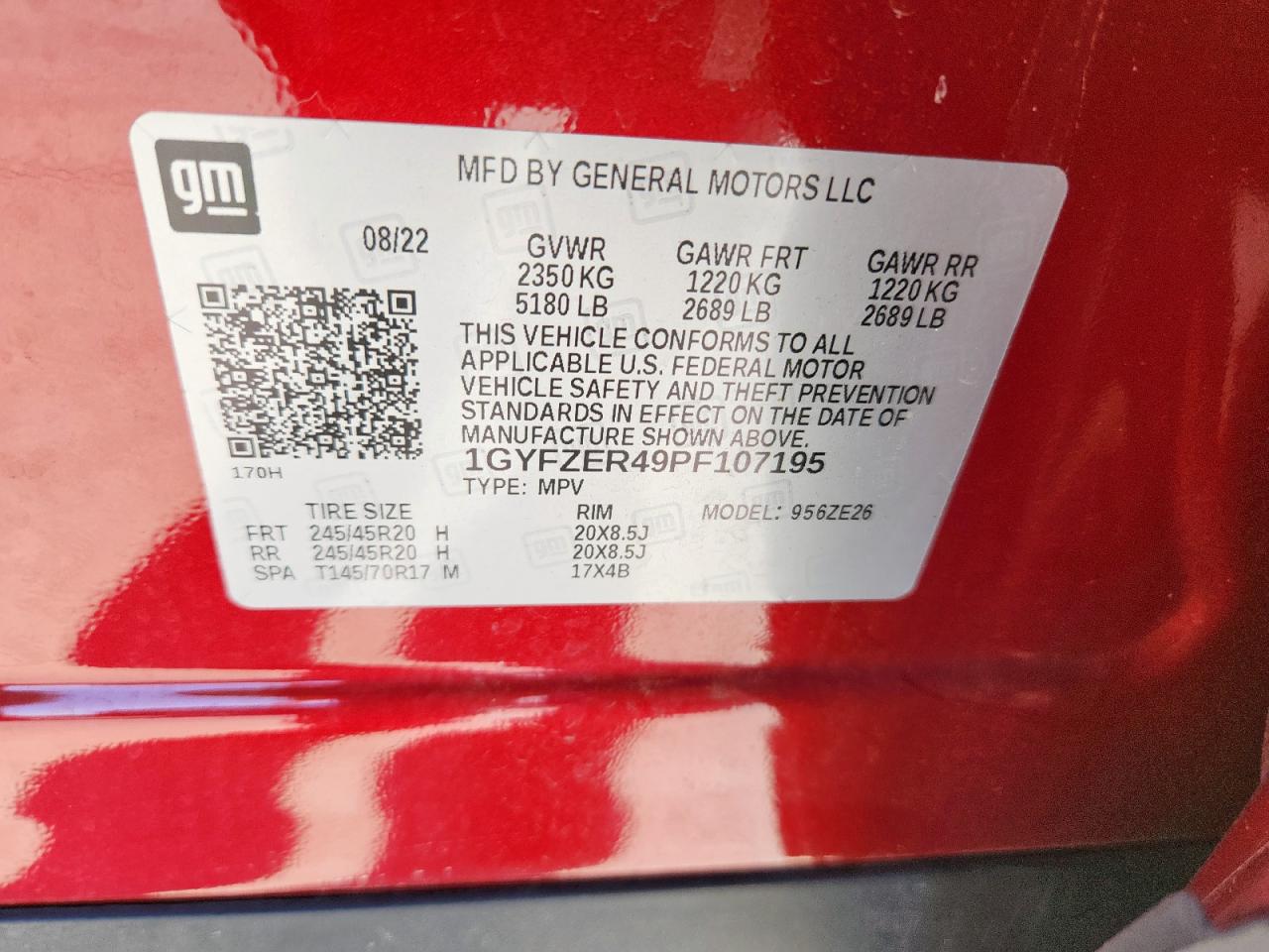 2023 Cadillac Xt4 Sport VIN: 1GYFZER49PF107195 Lot: 71216655