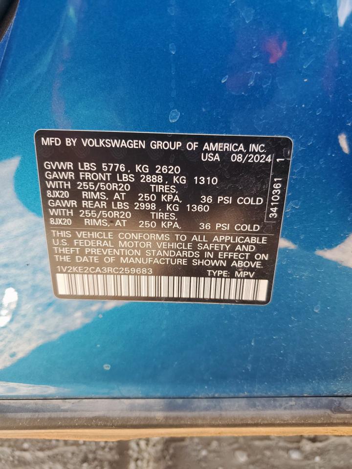 2024 Volkswagen Atlas Cross Sport Se VIN: 1V2KE2CA3RC259683 Lot: 80102365