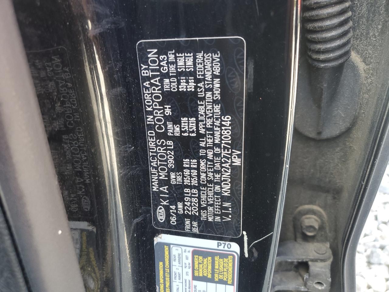 2014 Kia Soul VIN: KNDJN2A27E7108146 Lot: 71025445