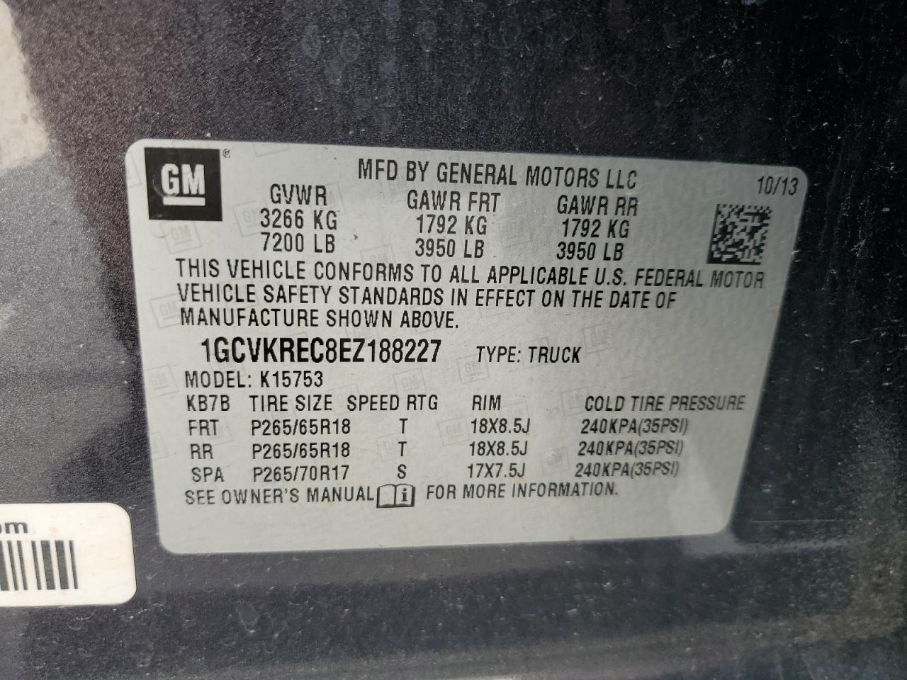 2014 Chevrolet Silverado K1500 Lt VIN: 1GCVKREC8EZ188227 Lot: 80330205