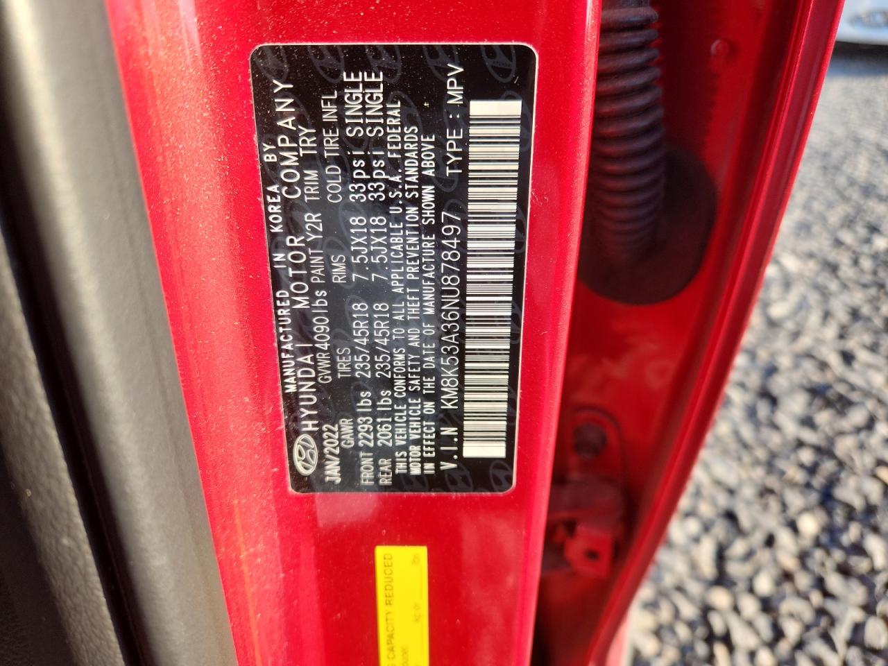 2022 Hyundai Kona Limited VIN: KM8K53A36NU878497 Lot: 80379315