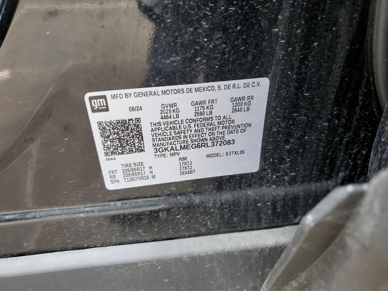 2024 GMC Terrain Sle VIN: 3GKALMEG6RL372083 Lot: 81663015