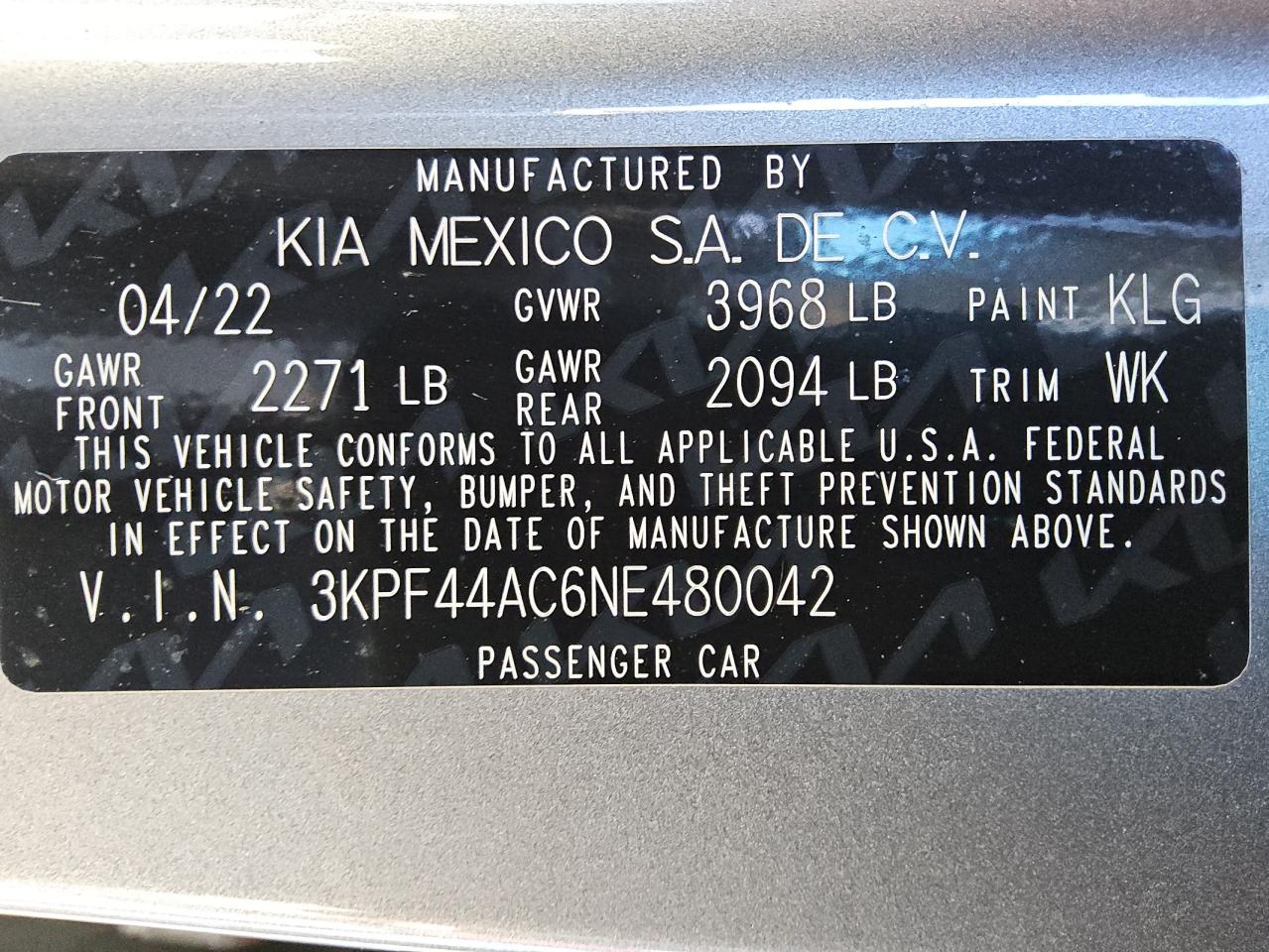 2022 Kia Forte Gt VIN: 3KPF44AC6NE480042 Lot: 80160785