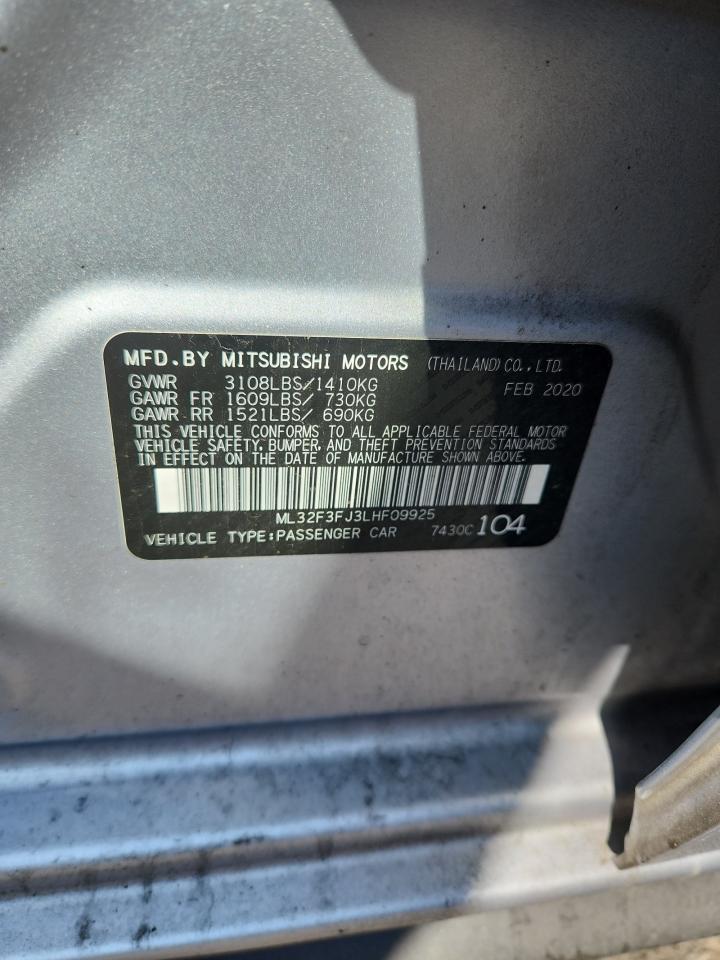 2020 Mitsubishi Mirage G4 Es VIN: ML32F3FJ3LHF09925 Lot: 81524515