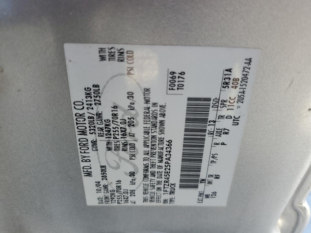 2005 Ford Ranger Super Cab VIN: 1FTZR45E25PA34366 Lot: 72004265