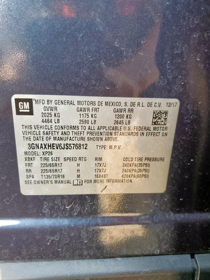 2018 Chevrolet Equinox Ls VIN: 3GNAXHEV6JS576812 Lot: 71661405