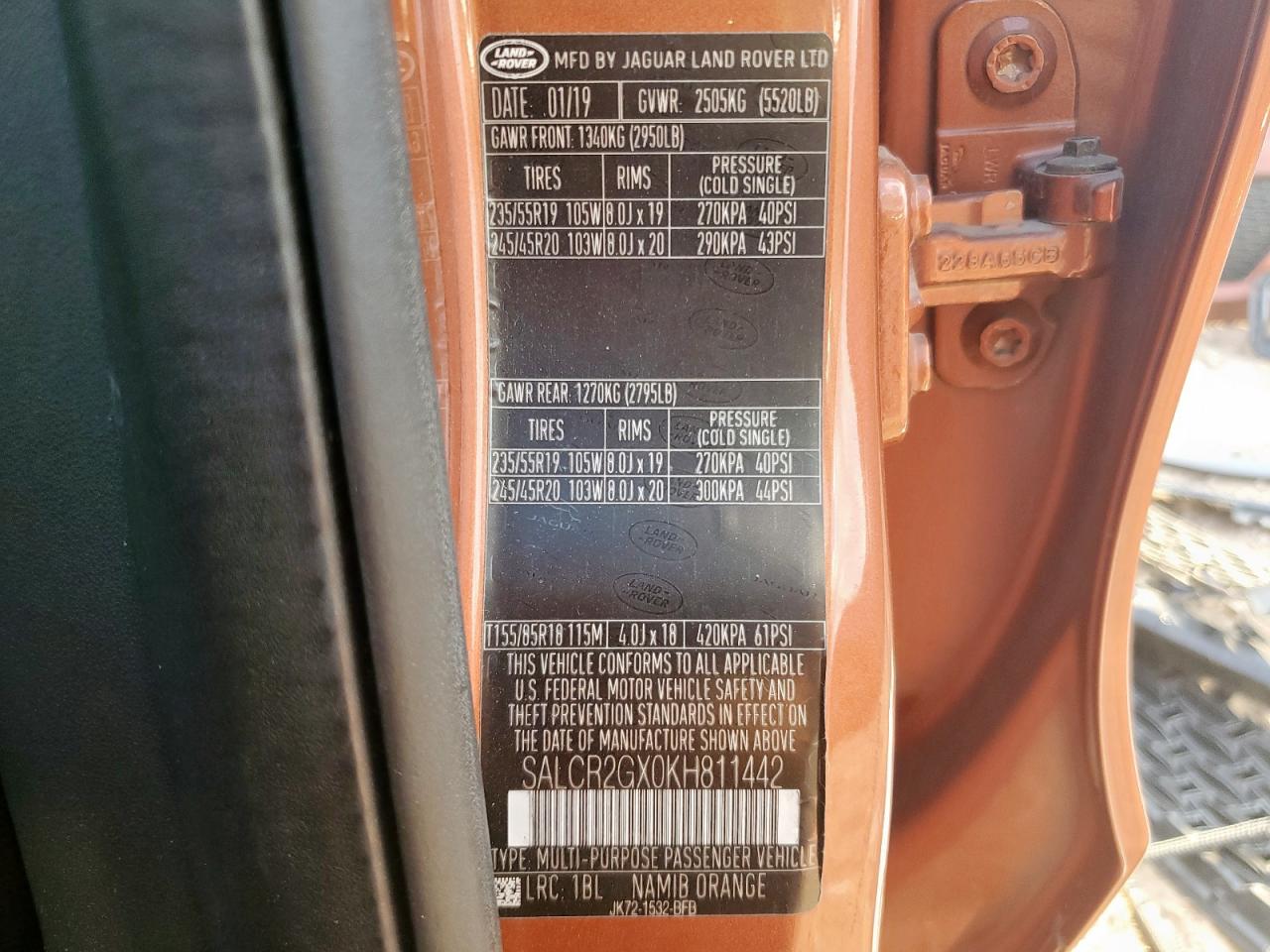 2019 Land Rover Discovery Sport Hse Dynamic VIN: SALCR2GX0KH811442 Lot: 81009085