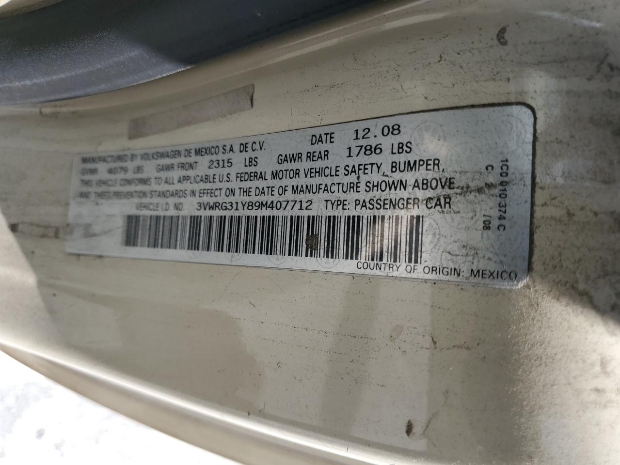 2009 Volkswagen New Beetle S VIN: 3VWRG31Y89M407712 Lot: 80337025