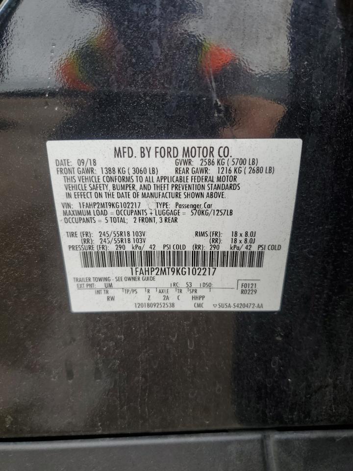 2019 Ford Taurus Police Interceptor VIN: 1FAHP2MT9KG102217 Lot: 83756855