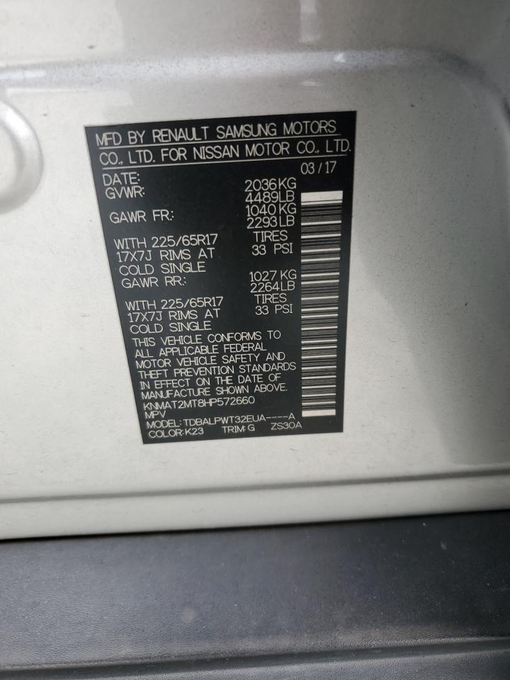 2017 Nissan Rogue S VIN: KNMAT2MT8HP572660 Lot: 81658855