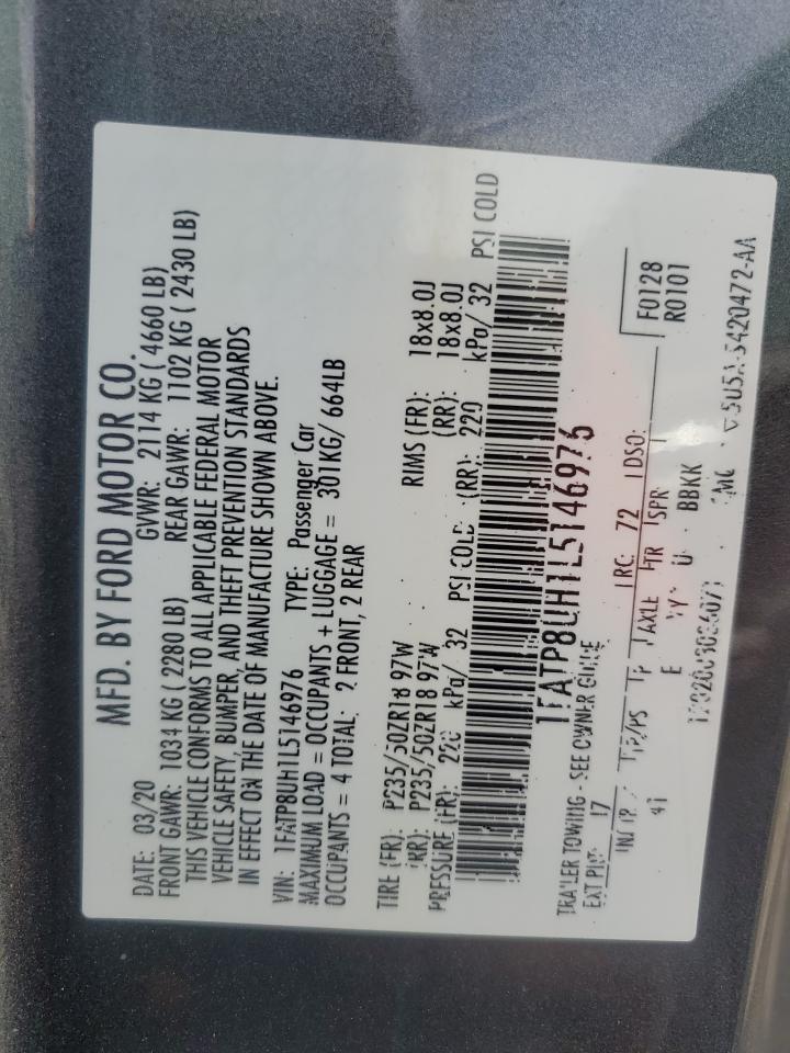 2020 Ford Mustang VIN: 1FATP8UH1L5146976 Lot: 80506185