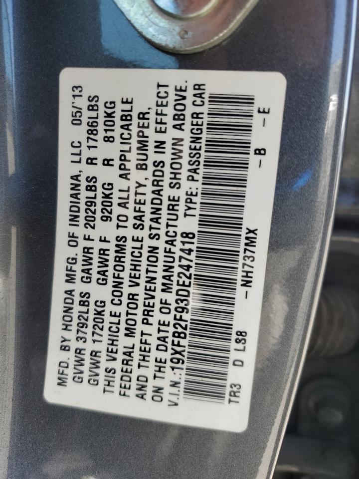 2013 Honda Civic Exl VIN: 19XFB2F93DE247418 Lot: 81069755