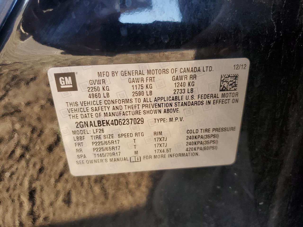 2013 Chevrolet Equinox Ls VIN: 2GNALBEK4D6237029 Lot: 80948235