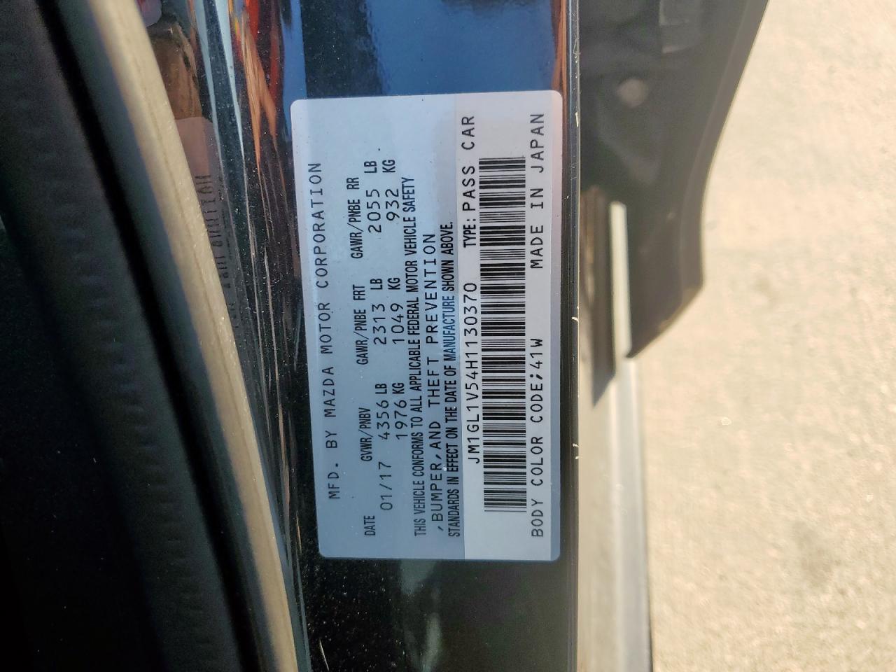 2017 Mazda 6 Touring VIN: JM1GL1V54H1130370 Lot: 80679935