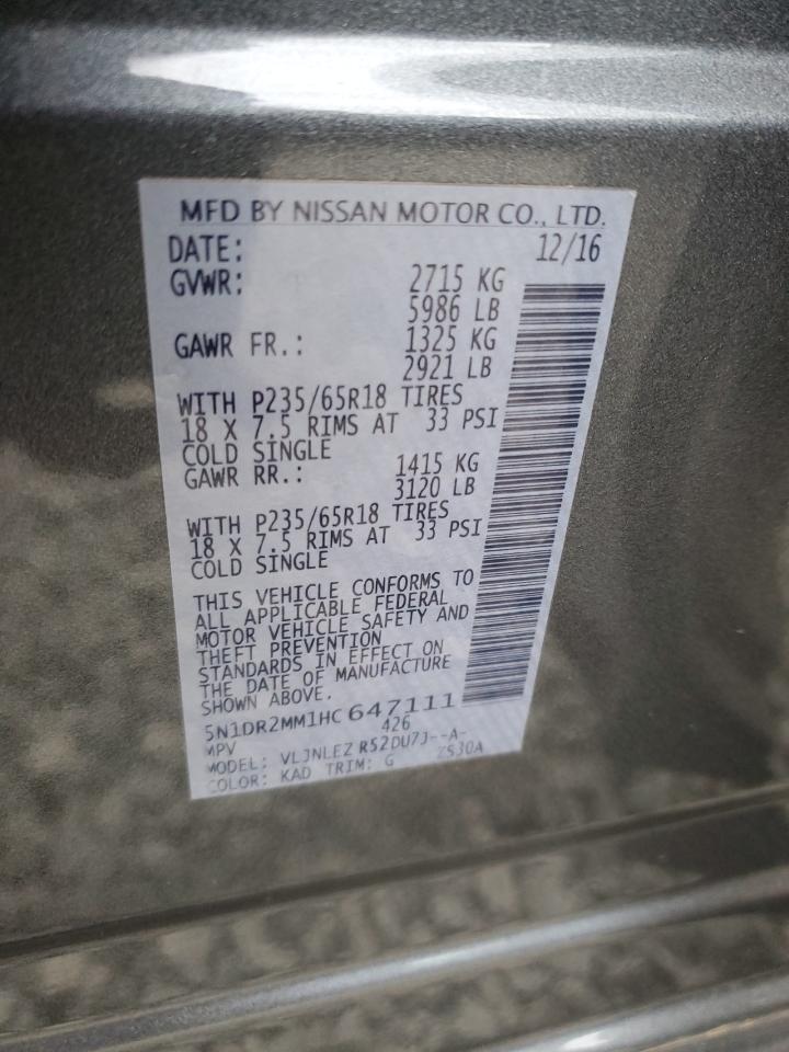 2017 Nissan Pathfinder S VIN: 5N1DR2MM1HC647111 Lot: 84775645