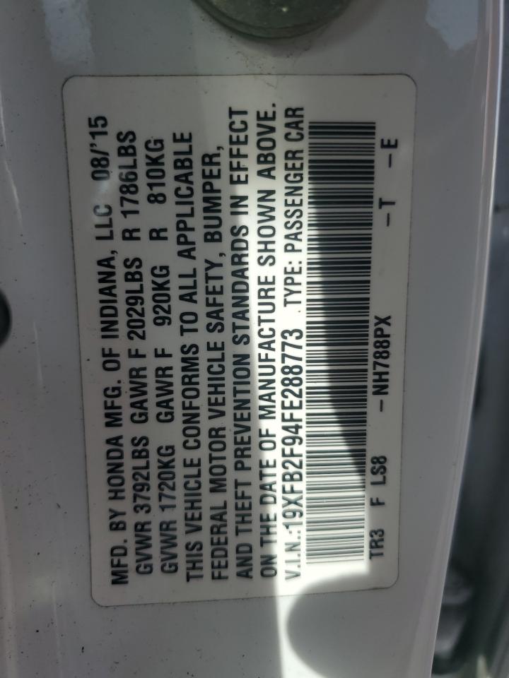 2015 Honda Civic Exl VIN: 19XFB2F94FE288773 Lot: 84542715