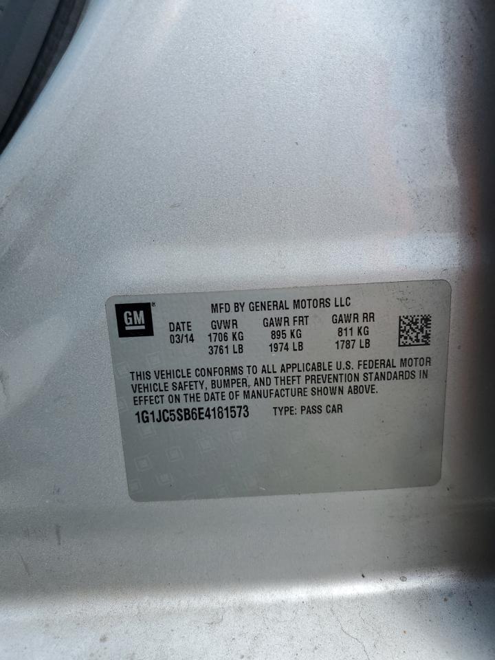 2014 Chevrolet Sonic Lt VIN: 1G1JC5SB6E4181573 Lot: 71060725