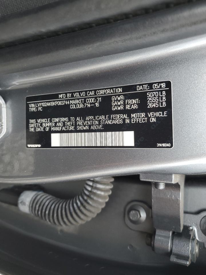 2019 Volvo S90 T5 Momentum VIN: LVY102AK6KP083744 Lot: 82063065