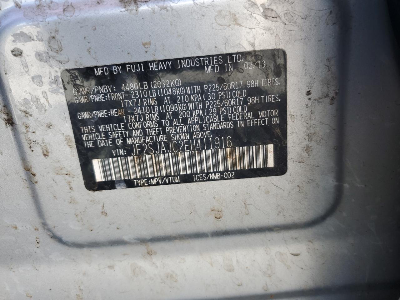 2014 Subaru Forester 2.5I Limited VIN: JF2SJAJC2EH411916 Lot: 80329815