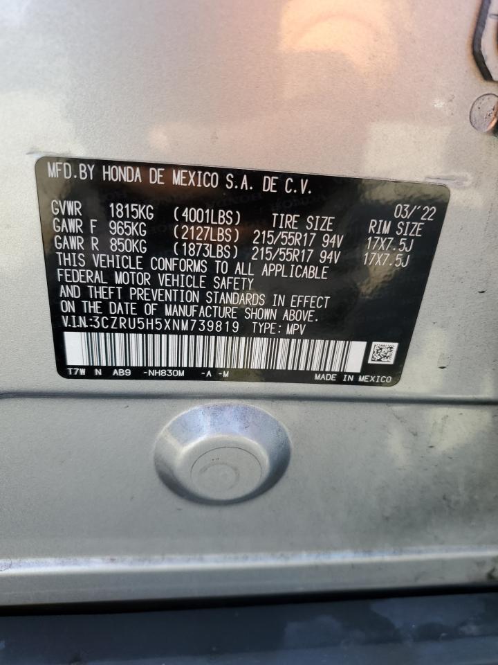 2022 Honda Hr-V Ex VIN: 3CZRU5H5XNM739819 Lot: 81831855