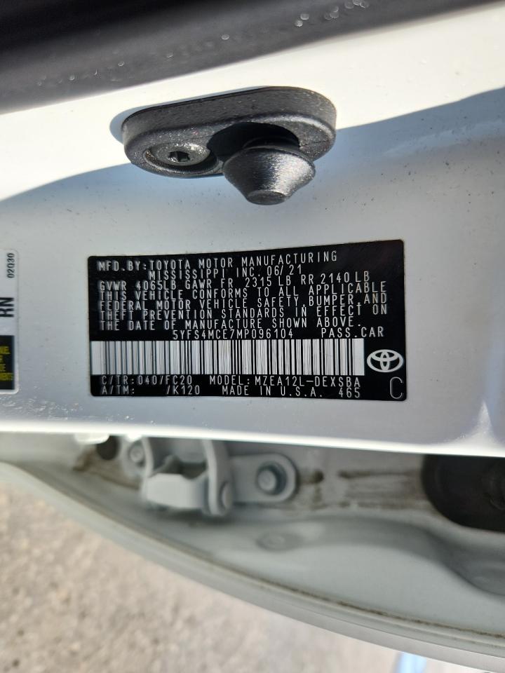 2021 Toyota Corolla Se VIN: 5YFS4MCE7MP096104 Lot: 84026255