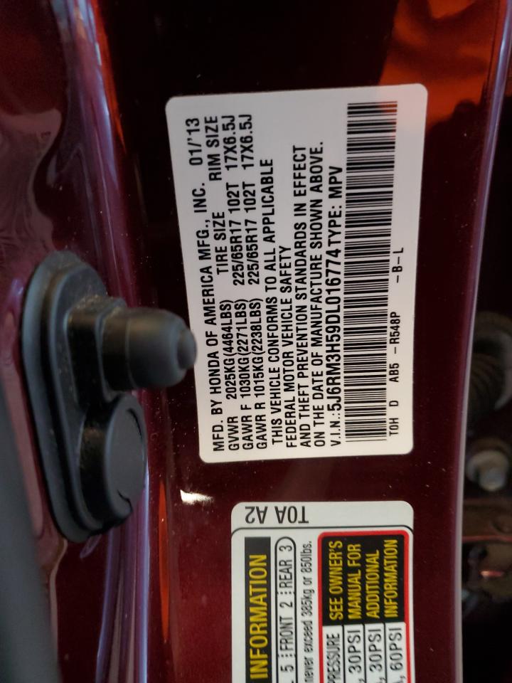 2013 Honda Cr-V Ex VIN: 5J6RM3H59DL016774 Lot: 81819095