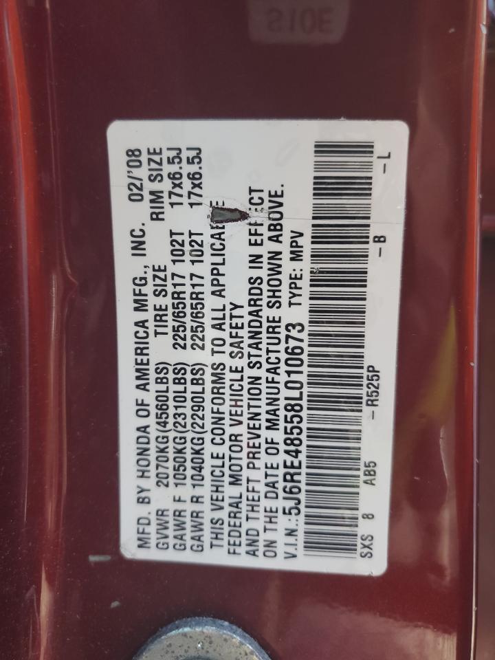 2008 Honda Cr-V Ex VIN: 5J6RE48558L010673 Lot: 81437335