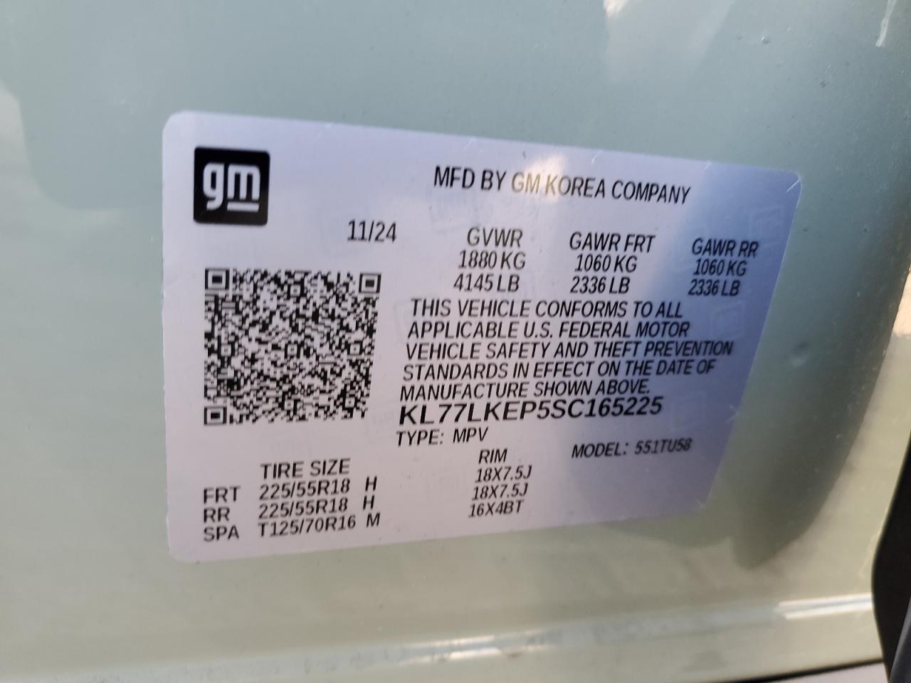 2025 Chevrolet Trax Activ VIN: KL77LKEP5SC165225 Lot: 81035685