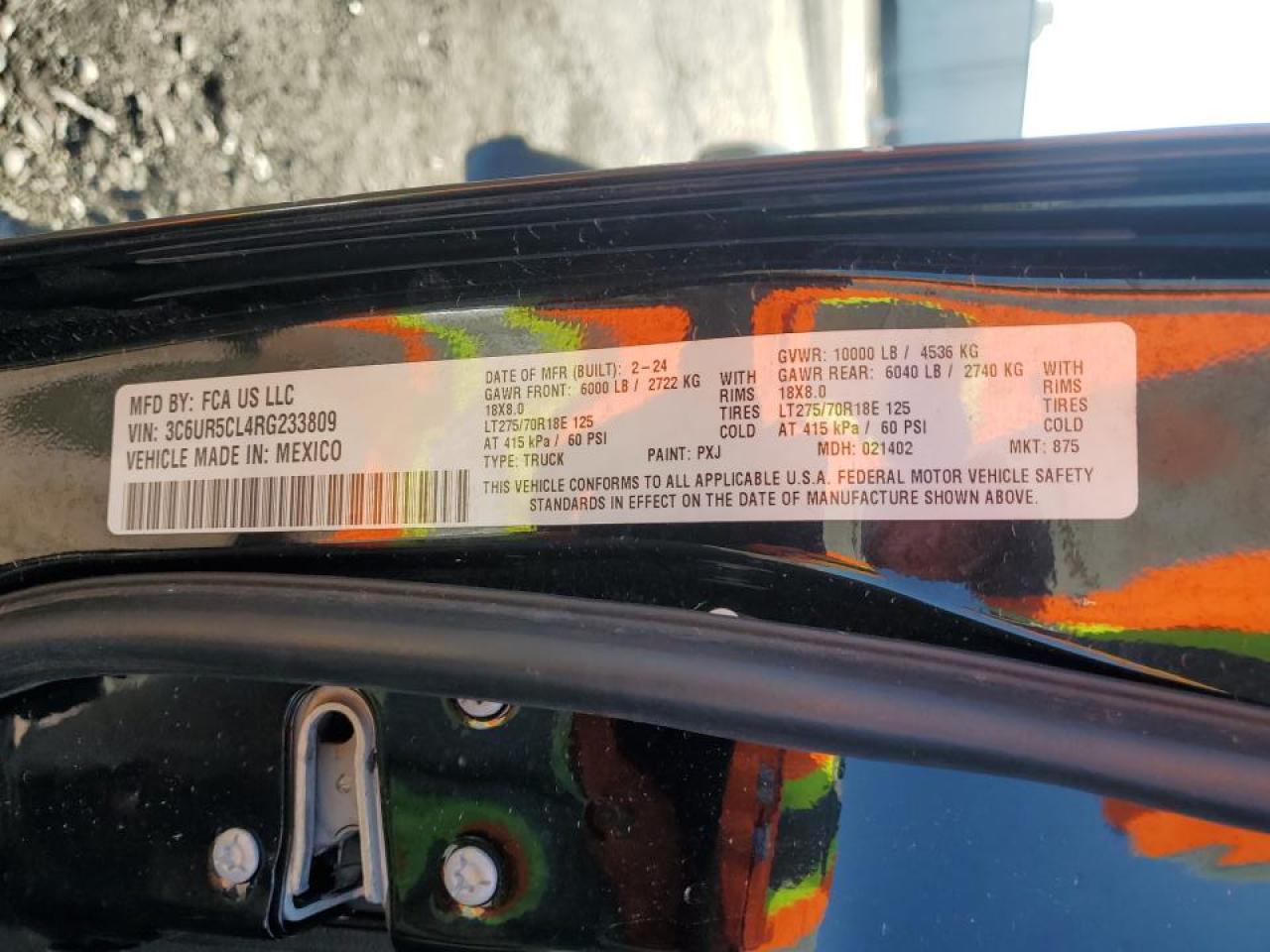 2024 Ram 2500 Tradesman VIN: 3C6UR5CL4RG233809 Lot: 81072465